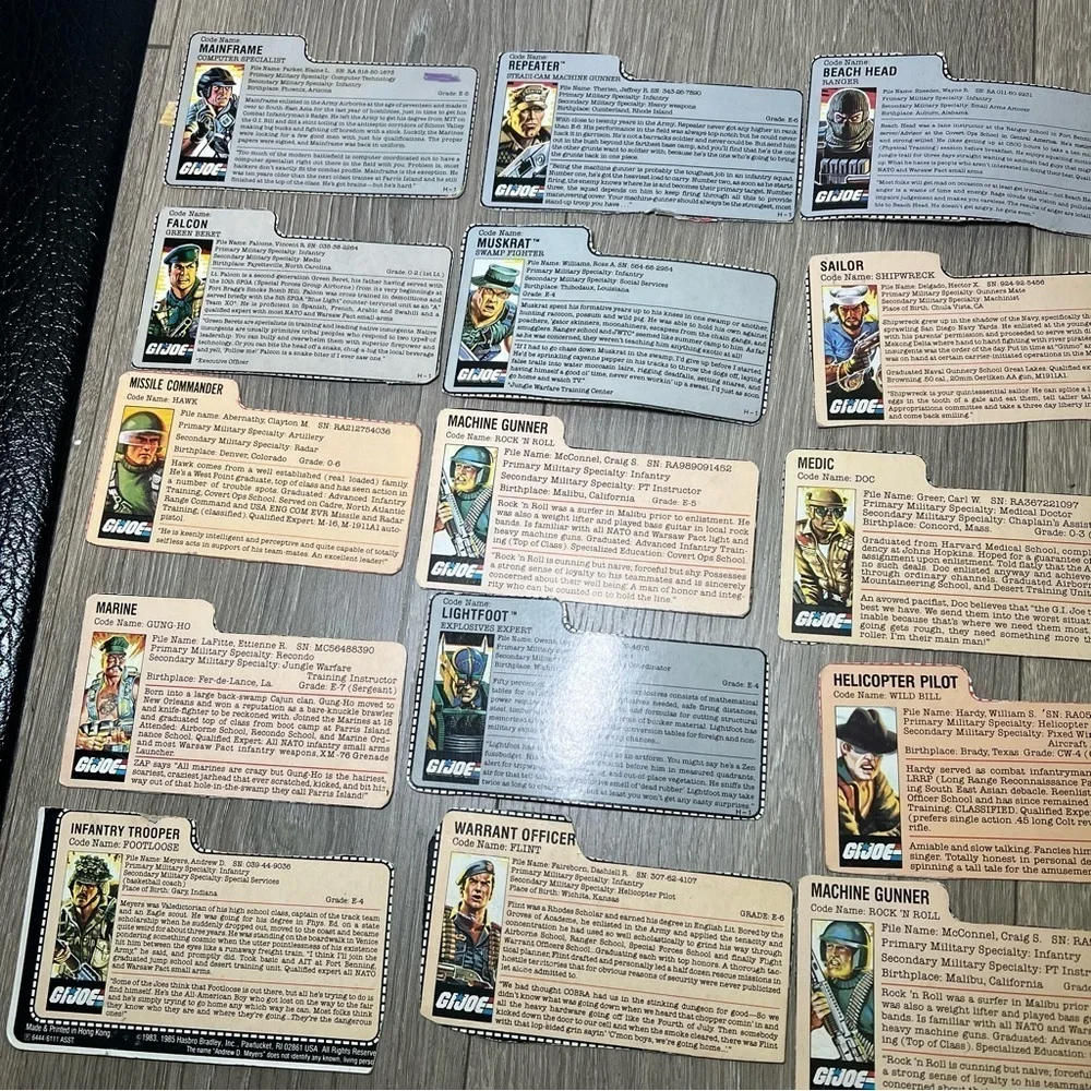 Vintage GI Joe And cobra File Cards Lot Of 24 Original